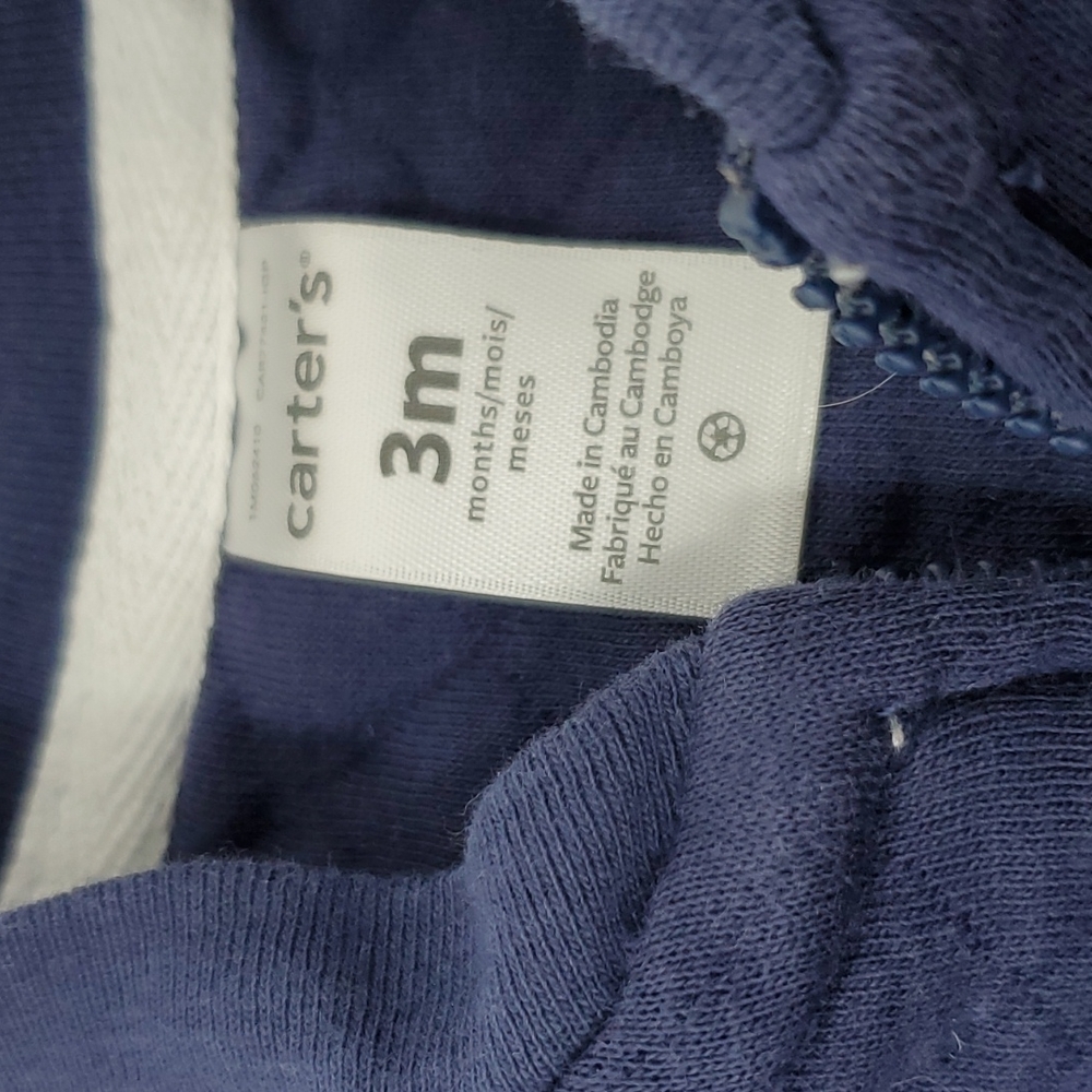 Carters 3 Pc Set Jacket Pants Onesie 3 mos Baby Boy Navy - Picture 4 of 10